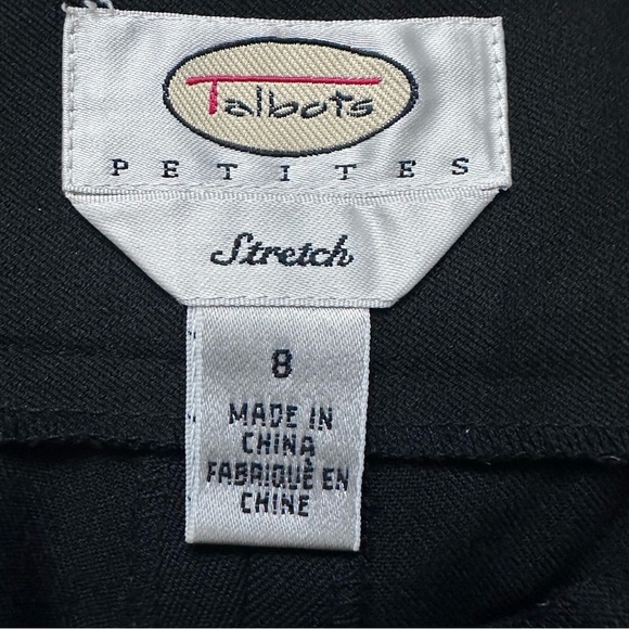 Talbots Petites Stretch Black Straight-Leg Pants Zip Front Pockets Size 8P - Picture 6 of 8